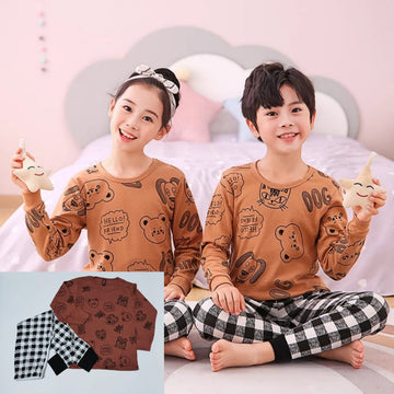 Brown Dog Printed Night Suit for kids