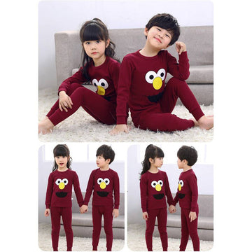 Maroon Monster Printed Full Sleeves Suit For Kids