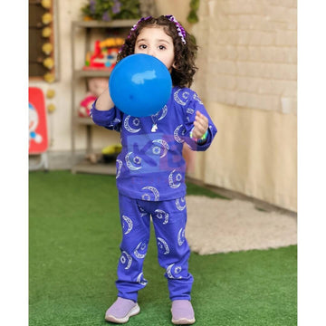 Purple Moon & Stars Printed Full Sleeves Suit For Kids