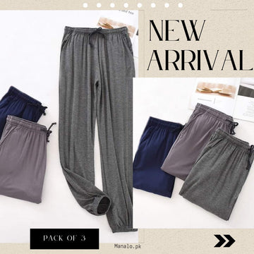 Pack of 3 Plain Trousers for Women