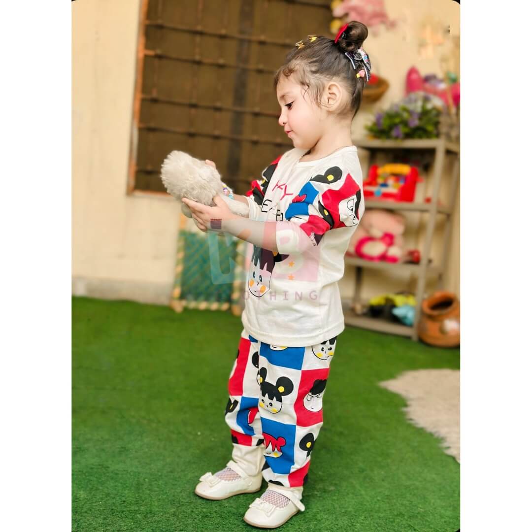 Multicolor Happy New Year Printed Kids Night Suit