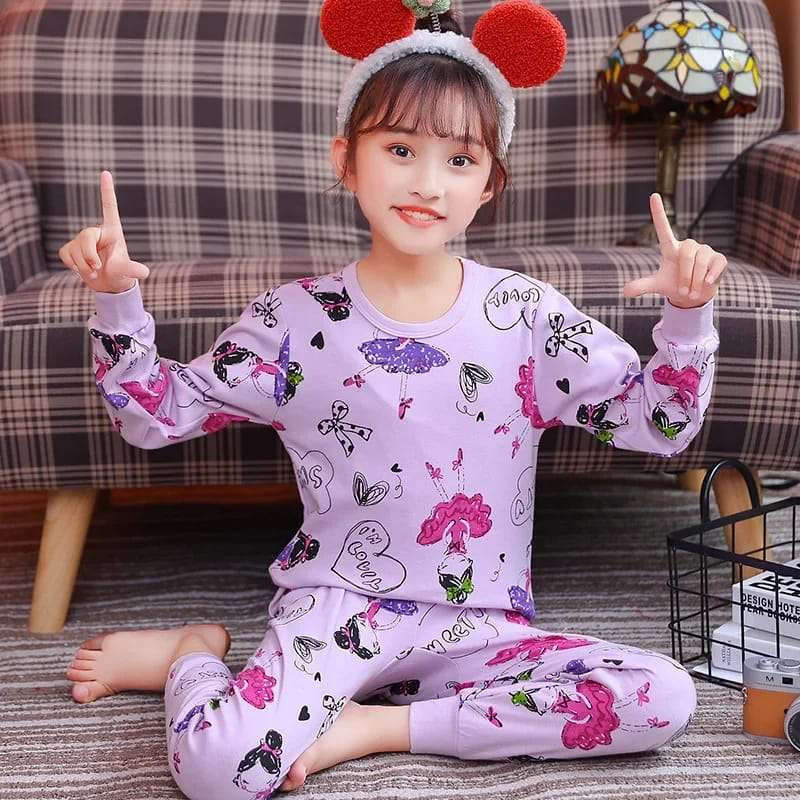 Purple I’m Lovly Barbie Printed Kids Night Suit